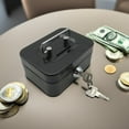 thumbnail image 5 of Pozyie Locking Steel Mini Cash Box with Removable Coin Tray and Key Lock for Kids,4.92" x 3.74" x 2.36",Black, 5 of 7