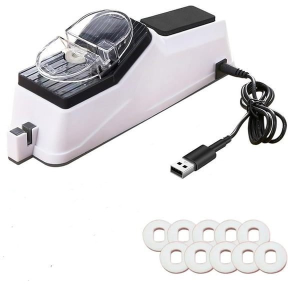 Surudoisharp Pro Electric Knife Sharpener for All Knives, afilador de cuchillos electrico, Double Sided Knife Sharpener for Quick Sharpening Polishing with 10 Sharpening Discs Protective Cover (1 Pcs