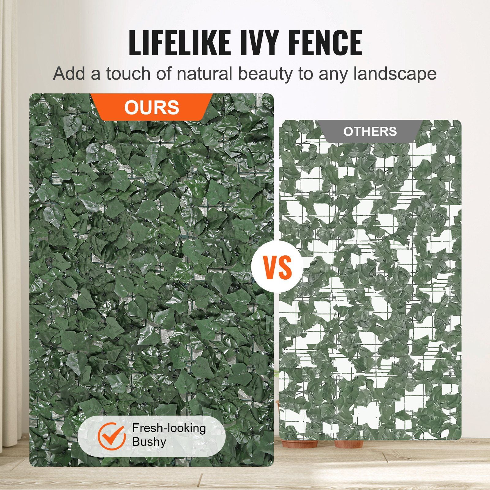 Artificial Ivy Privacy Fence 39x98 Inch UV-Resistant Silk Leaves PE Mesh Backing Block Unwanted Views Hassle-Free Installation for Garden Balcony