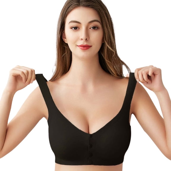 Gtoiithly Women's Pregnancy & Postpartum Front Zip Nursing Bra, Wireless Adjustable Maternity Bralette for Support Black XXXL