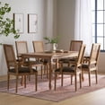 thumbnail image 2 of GDF Studio Regan French Country Fabric Upholstered Wood and Cane Expandable 7 Piece Dining Set, Natural Brown and Brown, 2 of 5