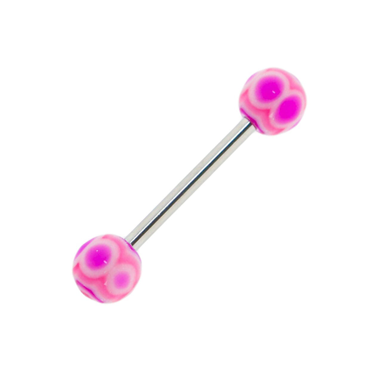 Titanium Rose Flower Large Ball Tongue Barbell 14g  5/8" Pink