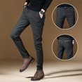 thumbnail image 3 of Pantalones de traje de cuadros escoceses para hombre, de negocios, con corte entallado, elásticos, elegantes y con estilo, para verano, 3 of 5