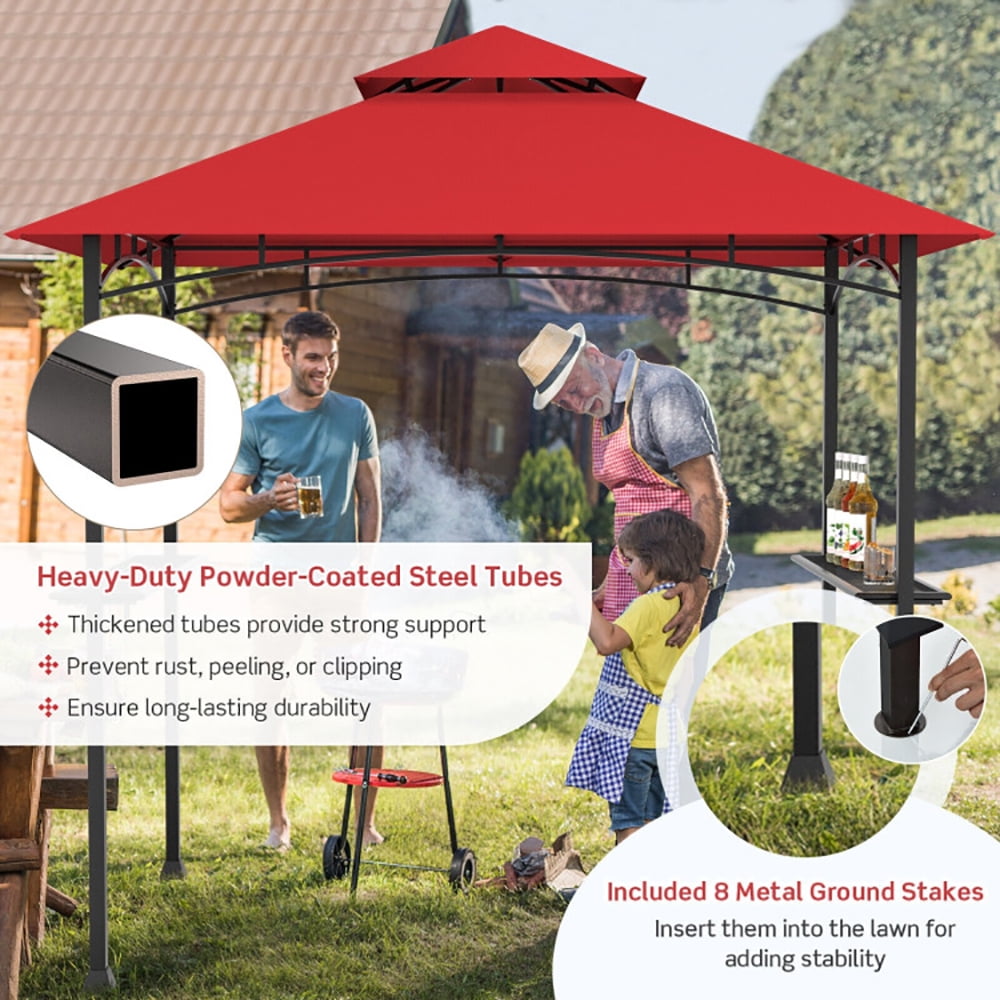 Aimee Lii 8 x 5 Feet Outdoor Barbecue Grill Gazebo Canopy Tent BBQ Shelter, Backyard Canopy Gazebo for Party Wedding, Red