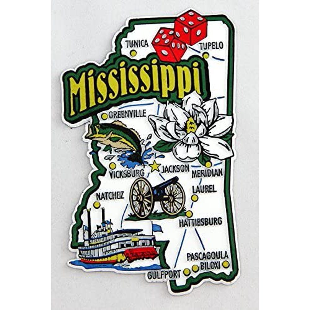 Mississippi State Map and Landmarks Collage FMC