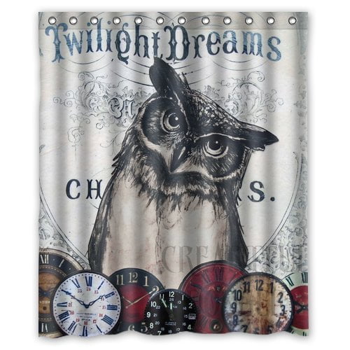 HelloDecor Owl Shower Curtain Polyester Fabric Bathroom Decorative