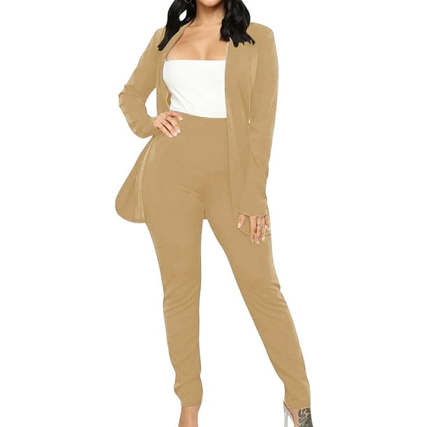 Puntoco Traje de negocios para mujer Trajes de 2 piezas Tops de manga larga Conjuntos de pantalones largos Puntoco Puntoco-2019