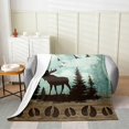 thumbnail image 2 of Moose Throw Blanket Queen Inch Rustic Pine Trees Blanket ,Woodland Animals Fleece Blanket Retro Brown Lodge Cabin Wildlife Reindeer Elk Deer Paw Print Farmhouse Decor, 2 of 4