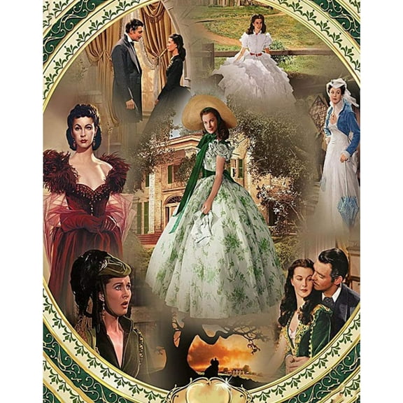 DIY 5D Diamond Painting Kits for Adults Diamond Art Gone with The Wind Full Round Drill Embroidery Kits Crystal Rhinestone Art for Mosaic Gift Home Wall Decor