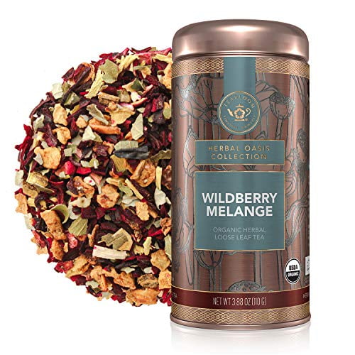 Teabloom Organic Herbal Tea, Wildberry M?lange Loose Leaf Tea, Berry Flavor Herbal Tea, USDA Organic Whole Leaf Blend, 3.88 oz/110 g Canister Makes 35-50 Cups