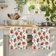 thumbnail image 4 of Red Strawberry Kitchen Towels Set of 2, Summer Fruits Farmhouse Leaves Floral Rustic Absorbent Dish Towels for Kitchen, Microfiber Hand Towel, Quick Drying Tea Towel for Cleaning Dishcloths, 4 of 7