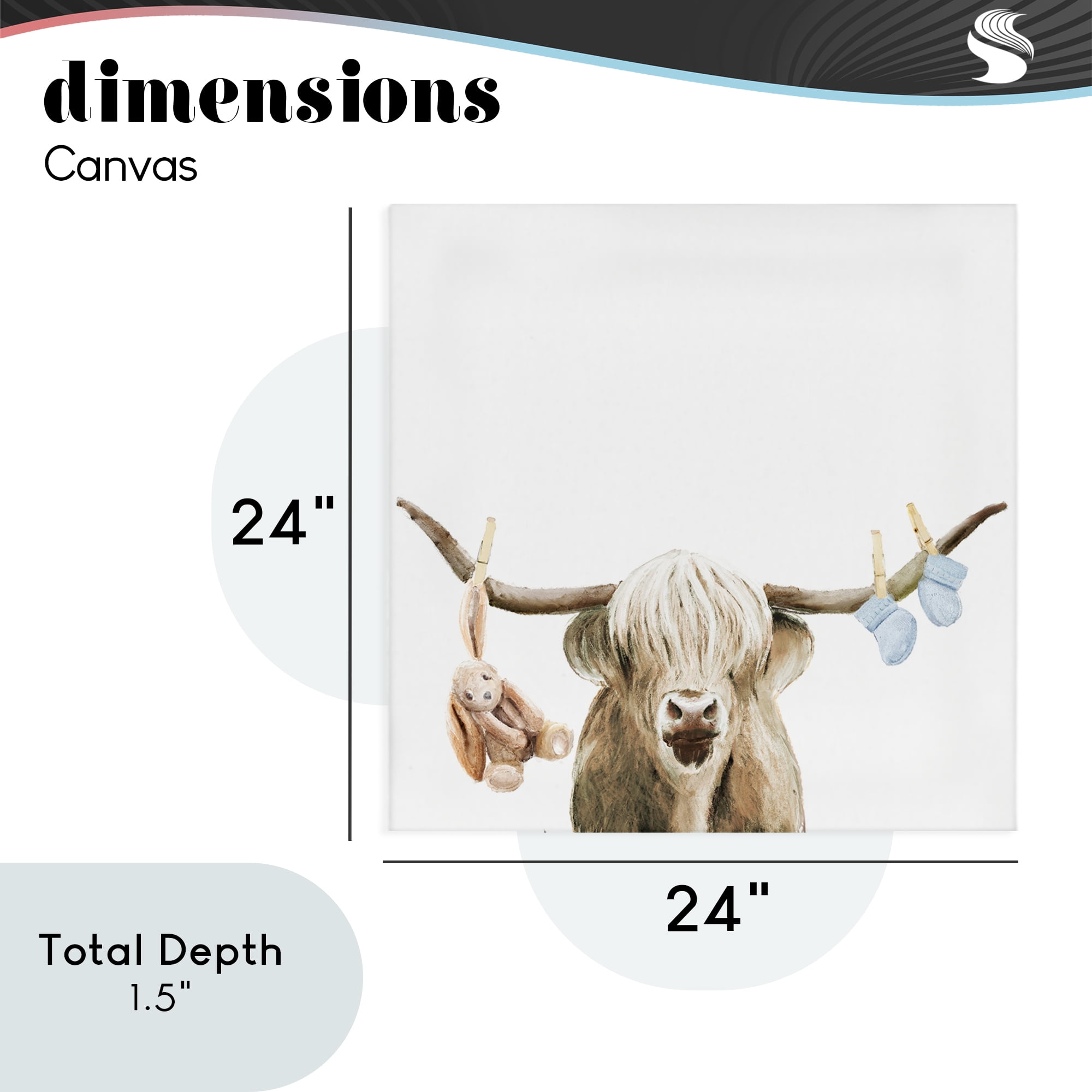 Highland Cow Baby Boy Canvas Wall Art, design by Ali Lynne