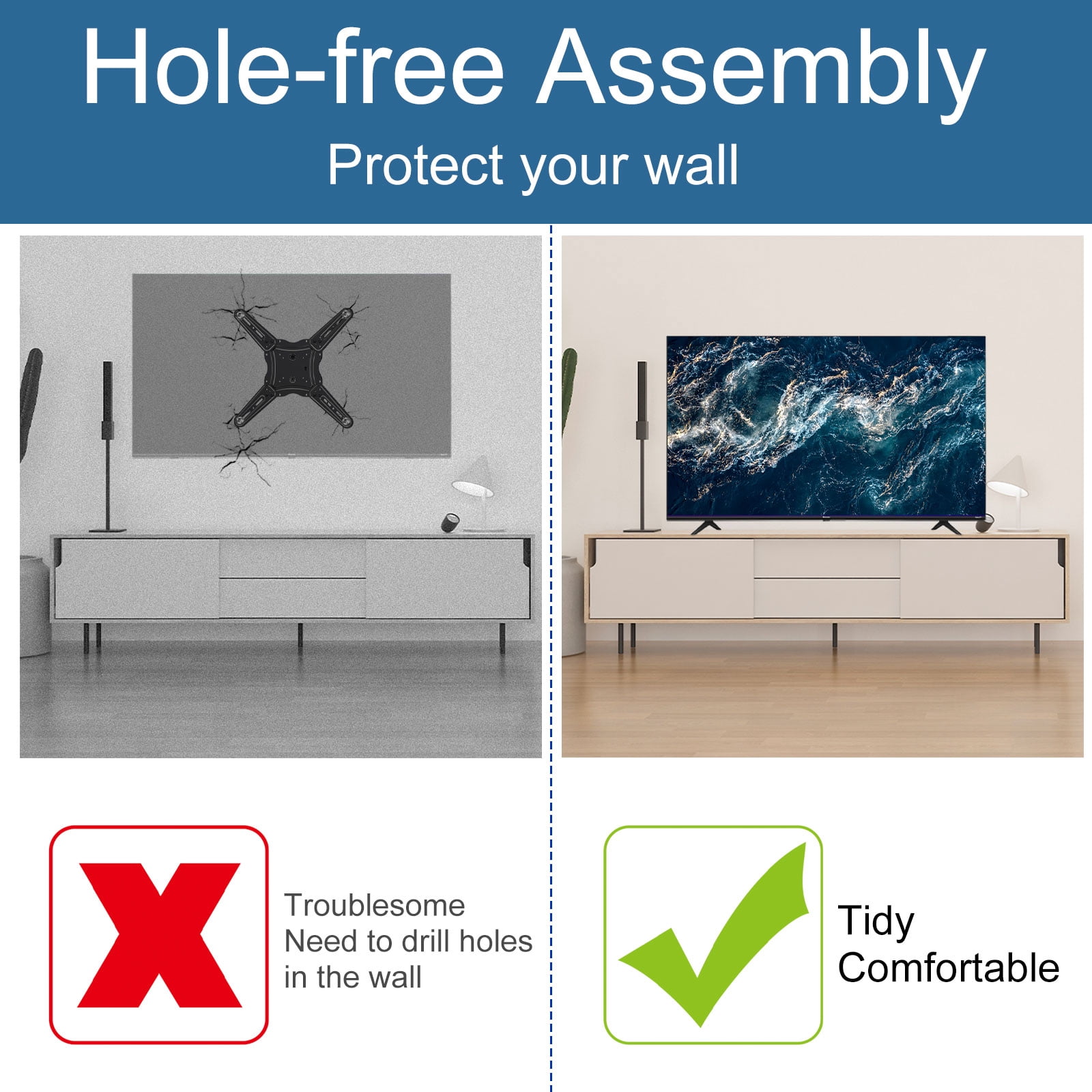 TV Stand for Hisense TV Legs, TV Stand Legs for Hisense 32" 43" 50" 55" 58" 65" Smart TV, for 32H4030F3 43R6E3 50R6E3 50A6G 55H6570 55H6570G 58H6870, TV Stand Legs with Screws