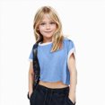 thumbnail image 4 of kpoplk Girl's Graphic Shirt Short Sleeve Loose Cute Summer T Shirt Trendy Aesthetic Baggy Tops(Blue,5-6 Y), 4 of 7