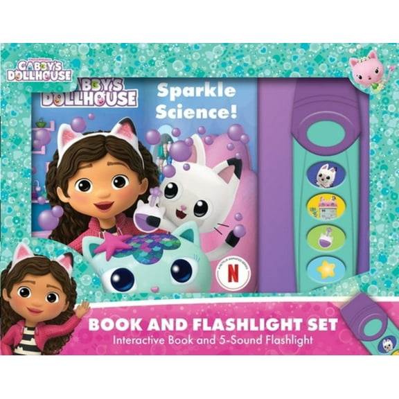 PHOENIX INTL: DreamWorks Gabby's Dollhouse: Sparkle Science! Book and 5-Sound Flashlight Set (Hardcover)