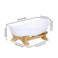 thumbnail image 4 of Modern Home Decor Fruit Bowl Fruit Basket with Wooden Stand Snacks Bowl Fruit Holder for kitchen Countertop Snack Tray Produce Storage for Snack Dessert Cake Fruit, White, 4 of 5