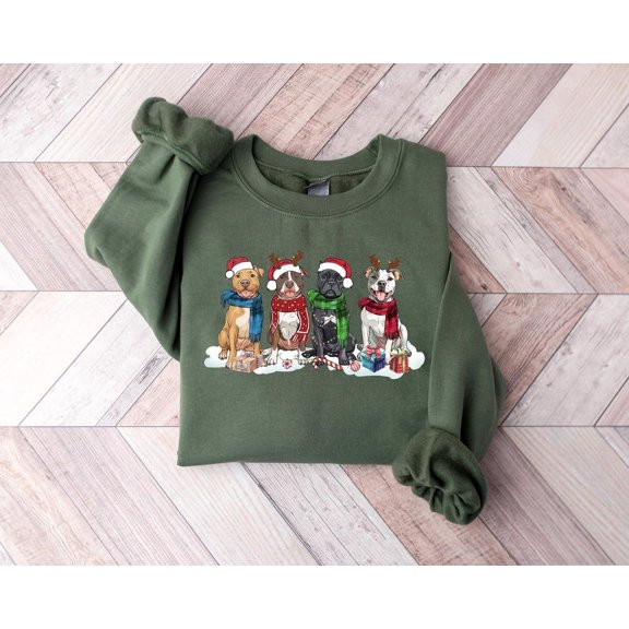 Christmas Dog Sweatshirt, Pitbull Christmas Shirt, Dog Owner Christmas Gift,Pitbull Mom Gift, Christmas Crewneck, Holiday Sweater, Xmas Tee