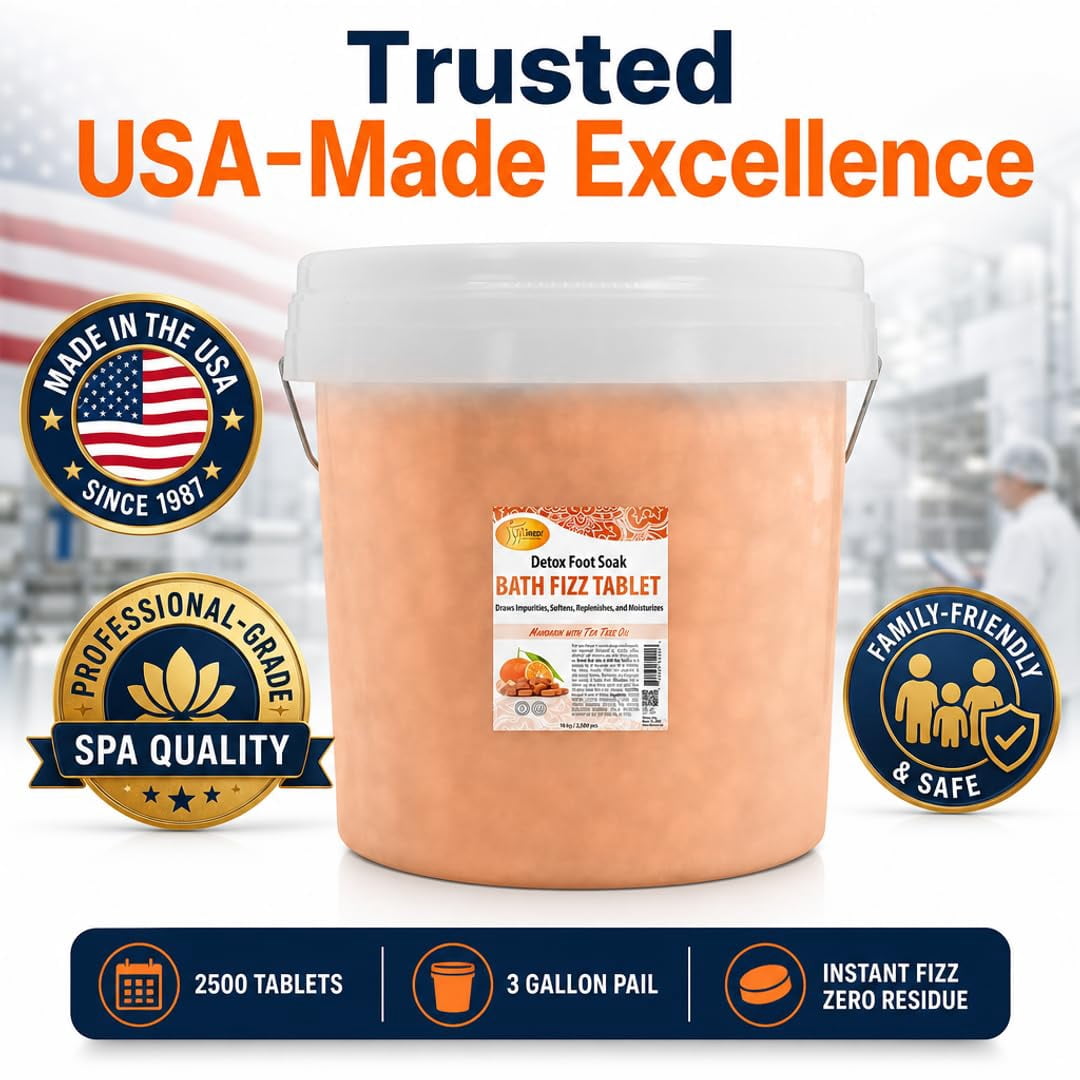 SPA REDI - Bath Fizz Tablets - Mandarin Scented - 2500 Tablets - 3 Gal Pail