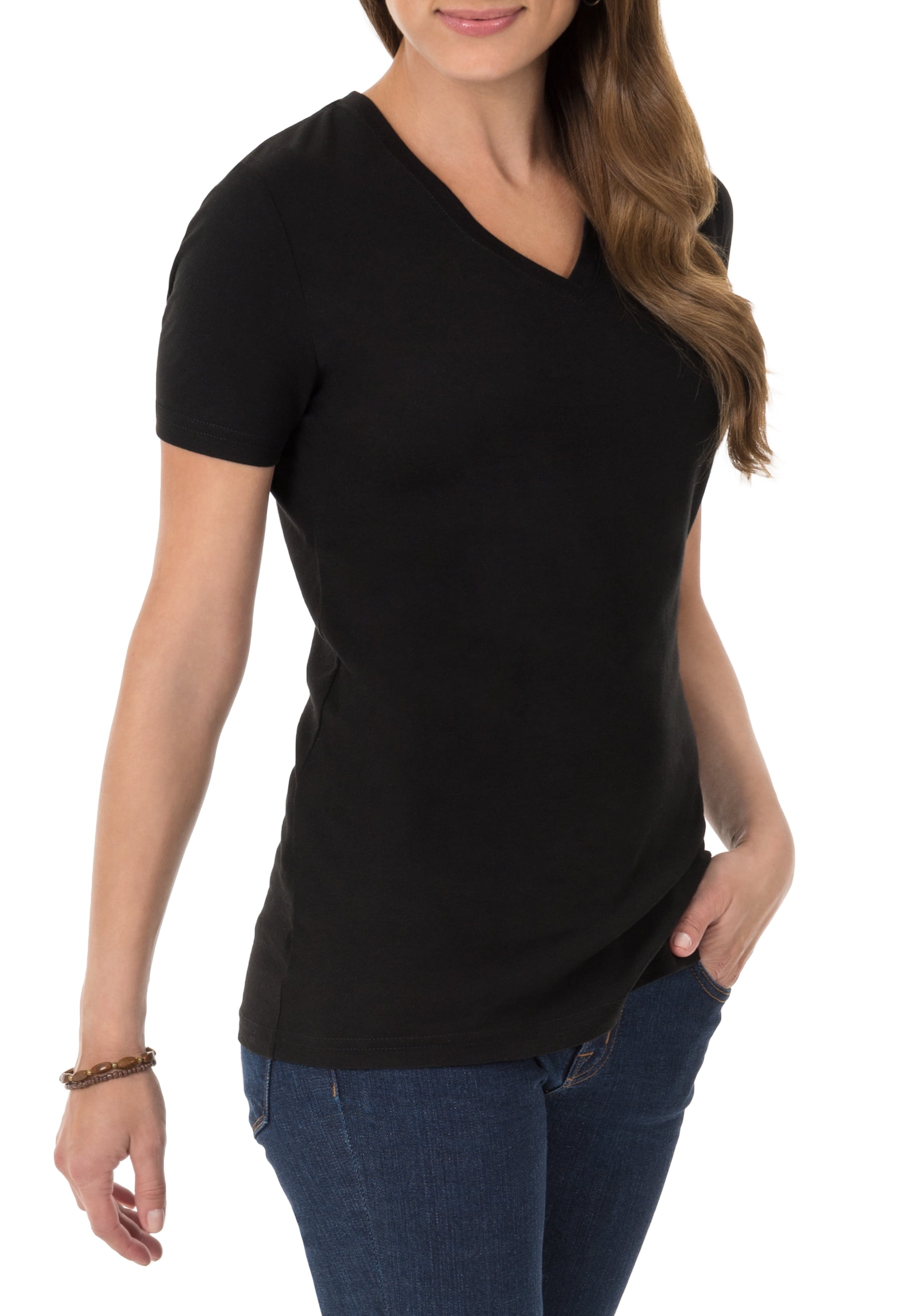 Time and Tru Women's Essential Short Sleeve V-Neck T-Shirt