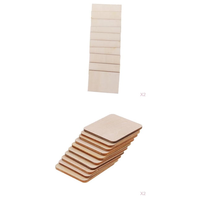 40 Piezas Contrachapado Etiqueta Posavasos Cuadrado Modelo de Construcción Decoración de Manualidad