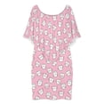thumbnail image 3 of Seamless Pattern with Cute Teeth Women's Off The Shoulder Ruffles Summer Wedding Guest Loose Casual Party Beach Dress, 3 of 9
