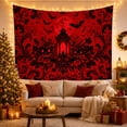 thumbnail image 3 of Lantern Between Jack-O-Lanterns Beneath Red Moon and Bats, Spooky Gothic for Dark Art Lovers, Seasonal Harvest Decor, Halloween Gift, Tapestry Wall Hanging for Den and Dorm, 3 of 7