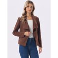 thumbnail image 2 of DARING DIVA Women's Faux Suede Long Sleeve Open Front Cropped Coat M Coffee, 2 of 7