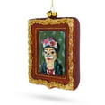 thumbnail image 2 of Frida Kahlo Inspired Dog Art Glass Christmas Ornament, 2 of 5