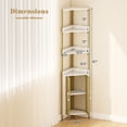 thumbnail image 3 of Gymax 2PCS 6-Tier Corner Shelf 67'' Tall Corner Bookshelf w/Cabinet & Adjustable Shelf Gold & White, 3 of 10