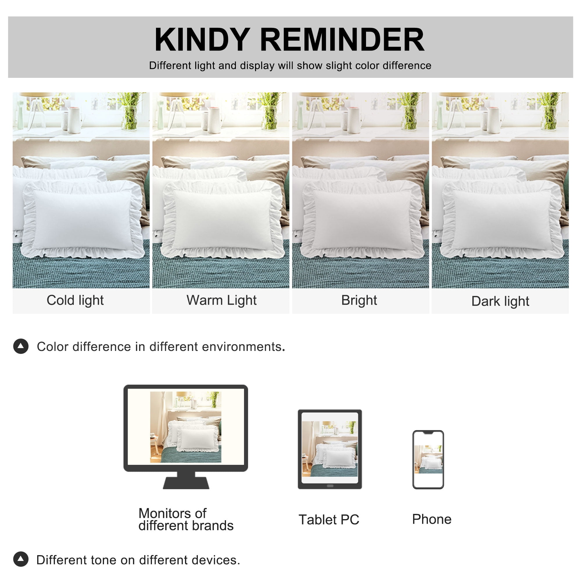 Unique Bargains 2 Pcs 100% Cotton Envelope Closure Ruffled Pillowcases Isabelline Standard