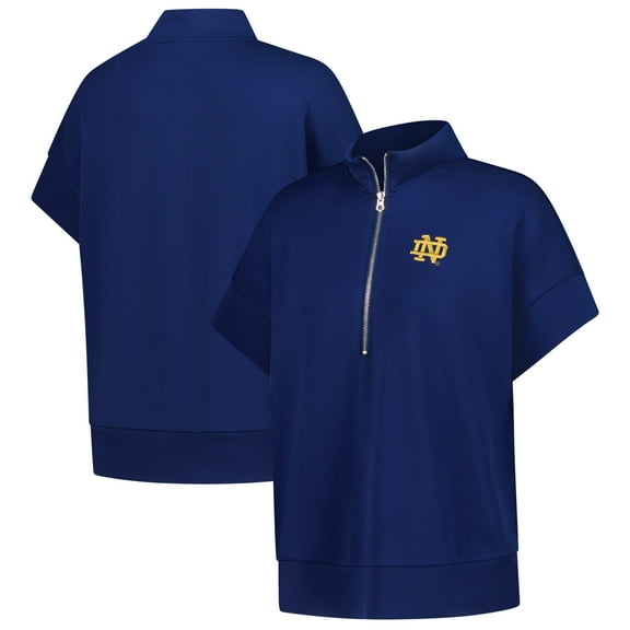 Women's ZooZatz Navy Notre Dame Fighting Irish Tri-Blend Quarter-Zip Flowy Top