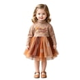 thumbnail image 3 of Zecgelong Girls Pumpkin Print Long Sleeve Dress Party Fall Outfit for Toddler Yellow Size 6M-3Y, 3 of 6