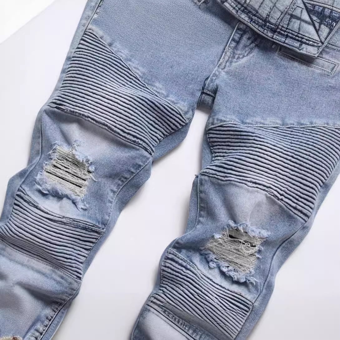 Boy's Skinny Fit Ripped Destroyed Distressed Fashion Kids Stretch