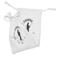 thumbnail image 2 of Fishing Fabric Pouch Set of 2, Simplistic Image with Words and Man Silhouette Holding Rot Print, Drawstring Bag for Toiletries Masks and Favors, 9" x 6", Charcoal Grey and Pale Grey, by Ambesonne, 2 of 2