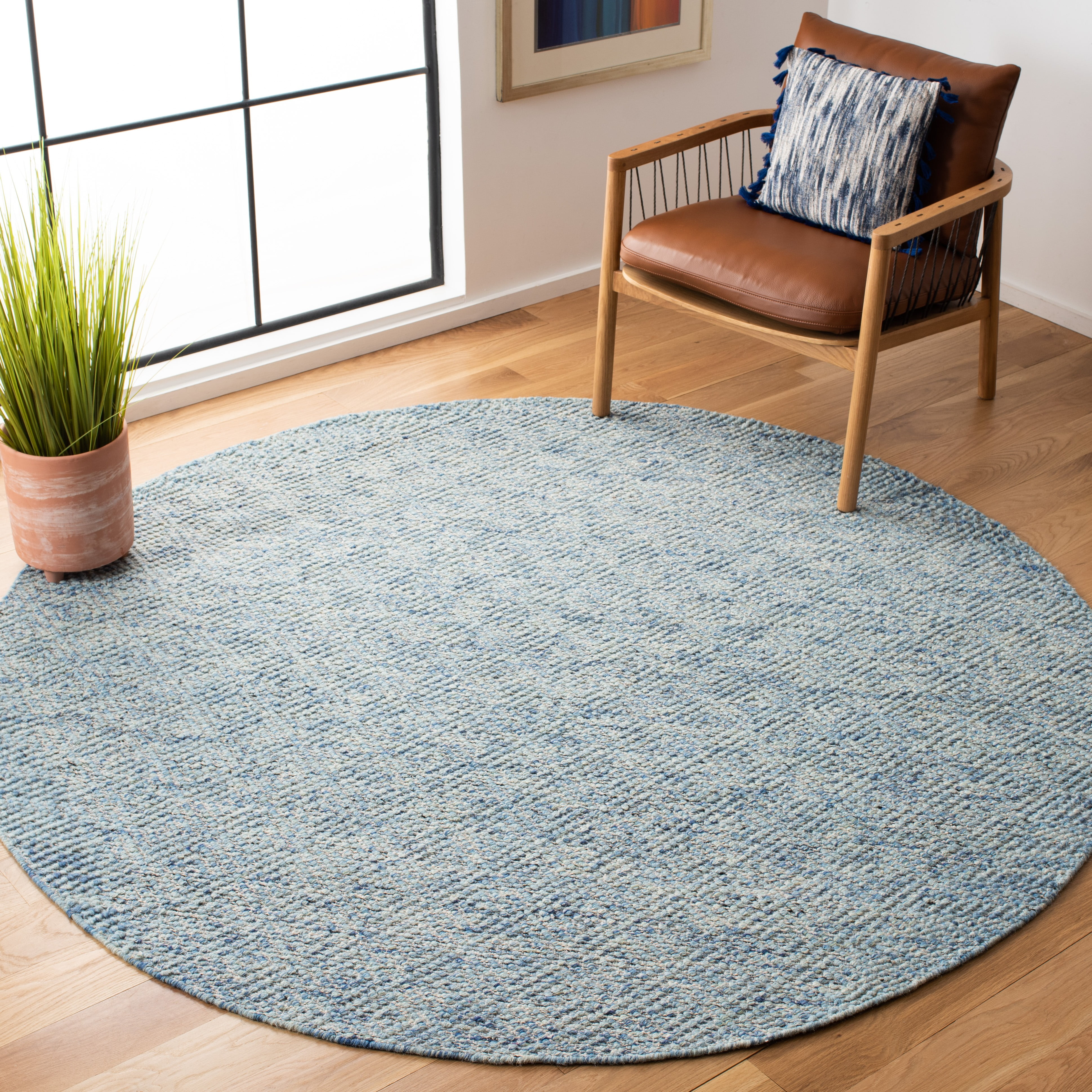 SAFAVIEH Natura Eanna Geometric Area Rug, Blue, 7' x 7' Round
