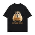 thumbnail image 2 of Cotton T Shirt Black Capybara With Sunglasses And Don T Worry Be Capy Text Casual Wear For Men And Women, 2 of 4