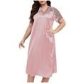 thumbnail image 7 of Censtreet Nightgowns for Women Short Sleeve Sleepshirt Lace V Neck Sleepwear Soft Pj Dress Night Shirt, 7 of 7