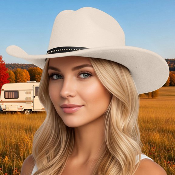 Wide Brim Western Cowboy Hat Classic Curved Design for Men Women Outdoor Activities Light Yellow One Size