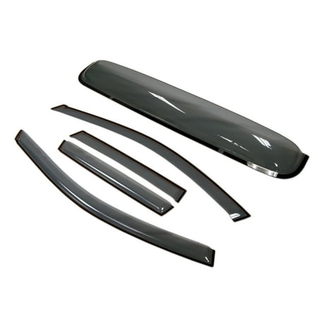 Avalanche Rear Window - TuningPros LGWSV-053 Outside Mount Window Visor Deflector Rain Guard Light Smoke and Sunroof 5 Pcs Set For 2007-2013 Chevrolet Avalanche