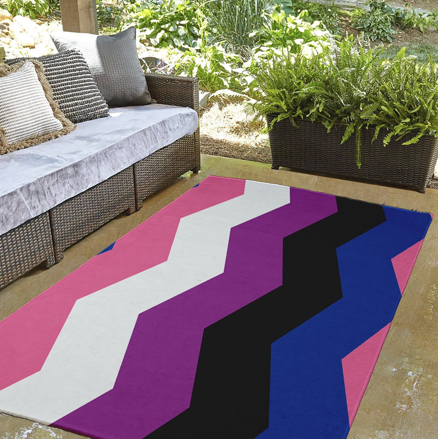 Simply Daisy 3' x 5' Genderfluid Chevron Genderfluid Chevron Chenille Indoor/Outdoor Rug