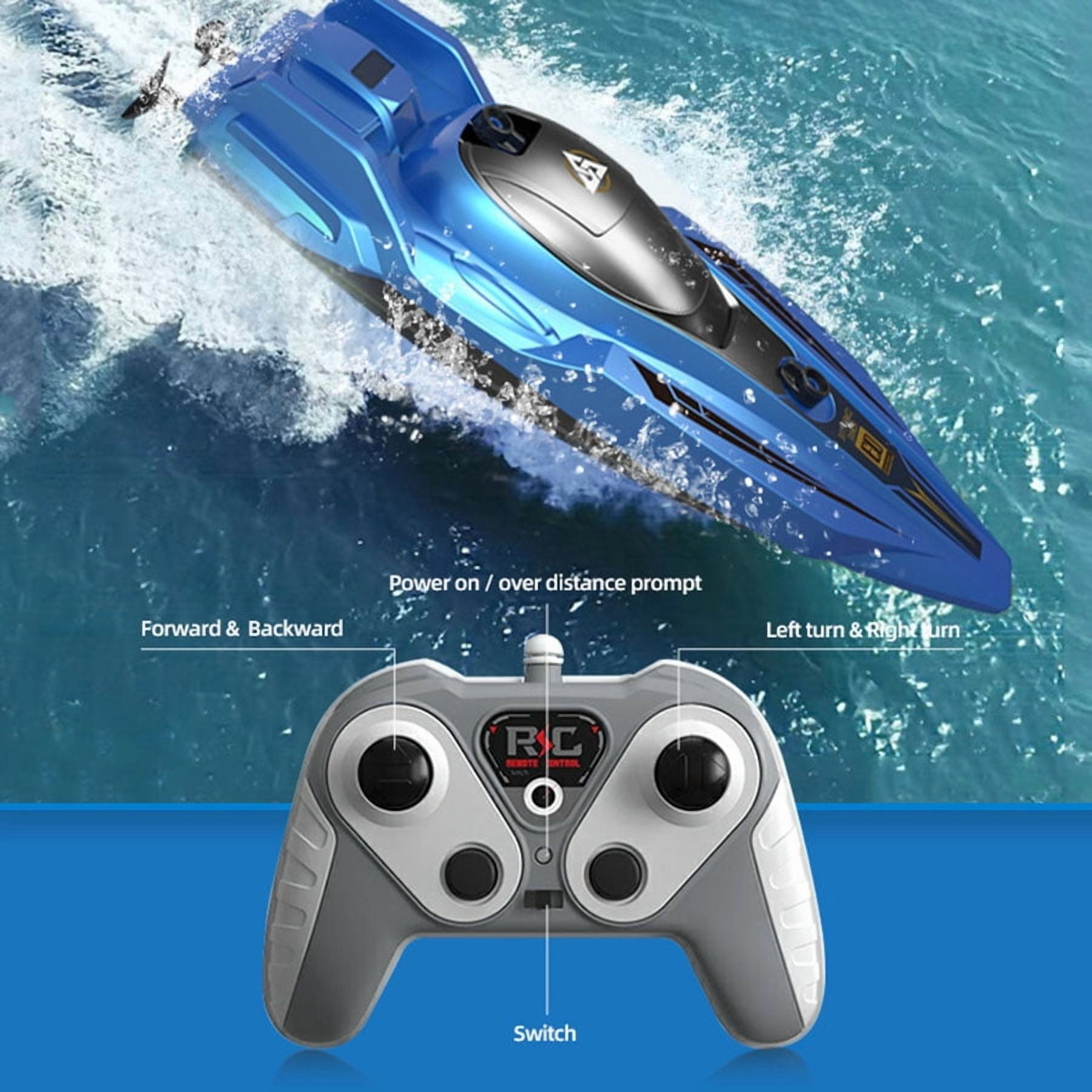 High-Speed RC Boat, Funtogether Toys, 25km/h with Dual Motors, 2.4GHz Waterproof Racer for Pools & Lakes