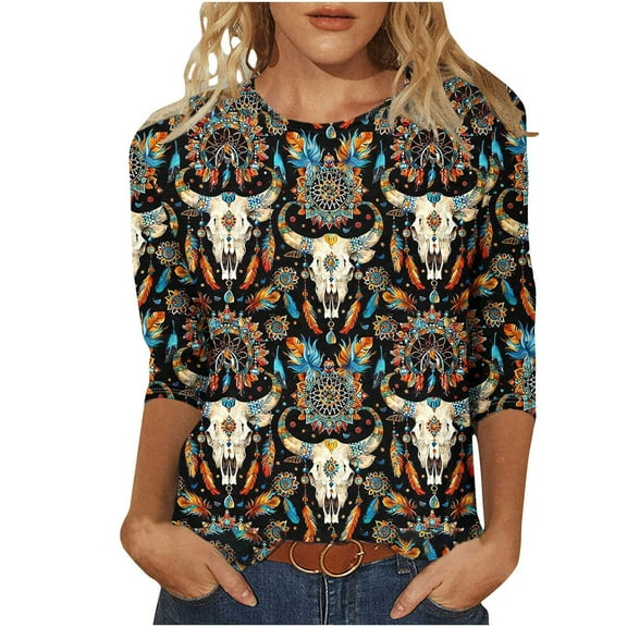 Fall Tops for Plus Size Women 2025 Womens Tops Women's 3/4 Sleeve Tops Plus Size Women's Blouses New Arrivals Trending Gifts