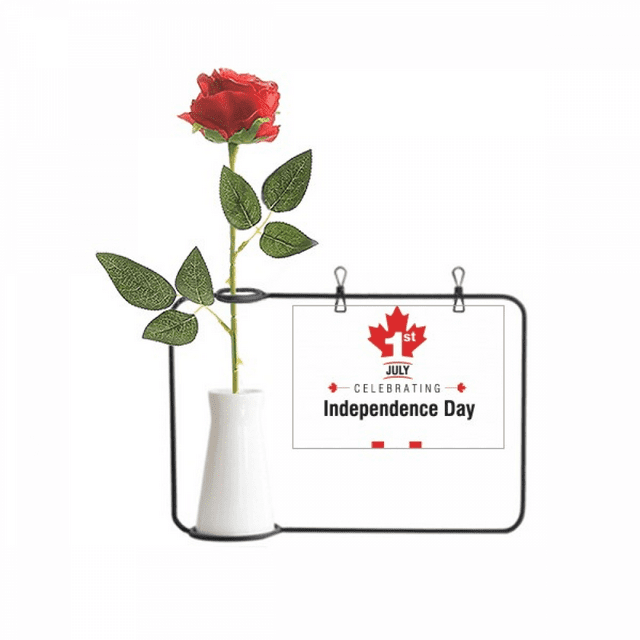 Canada Independence Day Maple Flag Artificial Rose Flower Hanging Vases Decoration Bottle