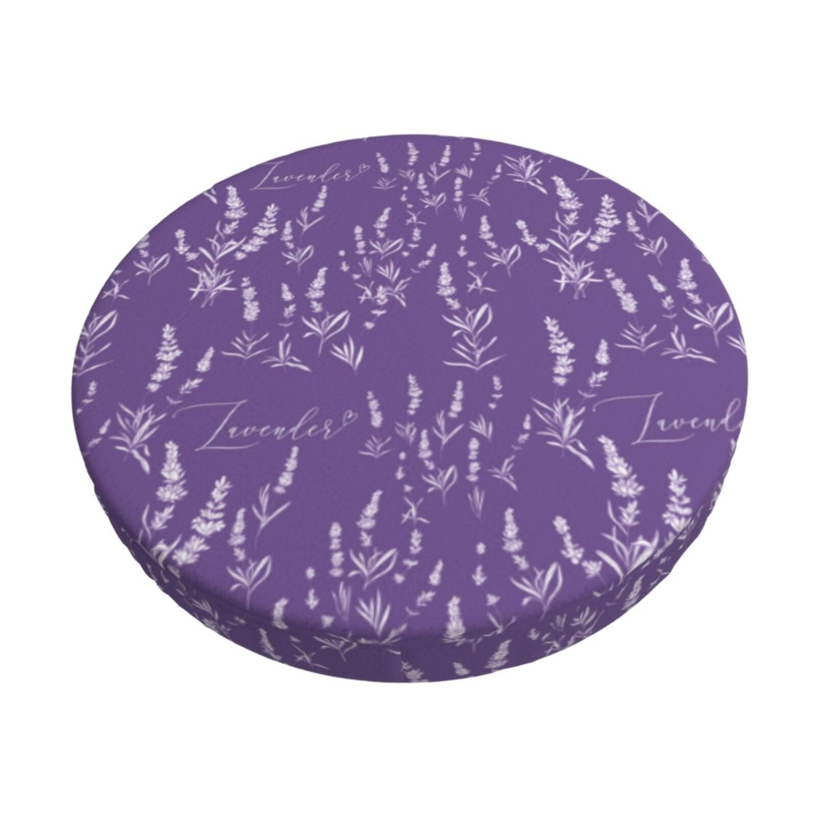 Easygdp Lavender Flowers Print Easy To Install Bar Stool Covers&Stool Covers Round&Elastic Stool Cover, Barstool Covers,Washable&Bottom With Elastic Edge-13 inch