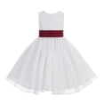 thumbnail image 2 of Ekidsbridal Girl Bridesmaid Flower Girl Dress - White Lace Corset Organza with Tiebow 186noFT-A (Size: M-10), 2 of 3