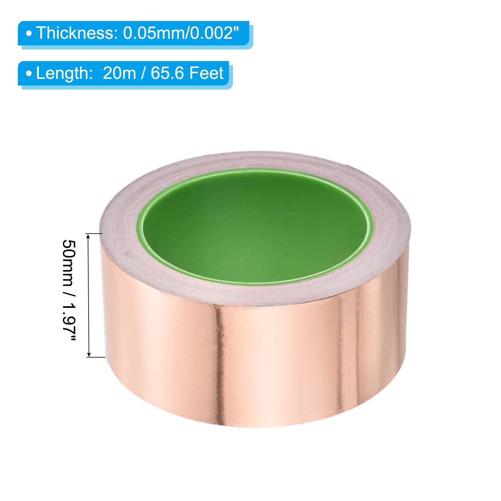 Copper Foil Tape 1.97 Inch x 66 Feet 0.05mm Thick Double Sided Conductive