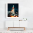 thumbnail image 2 of The Electric Tower, Buffalo - Buffalo New York Photography Cityscape Architecture Nightlife Street Photography Art Deco Winter Skyline White Framed Wall Art Print 8 x 10 inches, 2 of 3