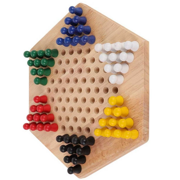 Conjunto De Damas Chinas De Madera De Goma, Juego De Mesa Educativo Para Niños, Piezas De Estrategia Clásica, Resistente Y Resistente, Colores Brillantes Para El Desarrollo De