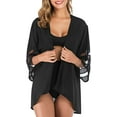 thumbnail image 4 of Zando Floral Kimono Cardigans for Women Loose Open Front Kimono Swimsuit Cover Ups for Women Casual Beach Cover Up Women Black L, 4 of 5