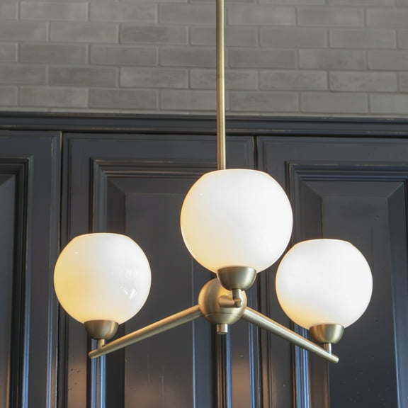 Decor Therapy Michael 3-Light Mid-Century Glass Steel Chandelier